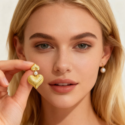 Heart Drop Earrings-9602