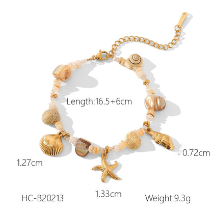 Stainless Steel Conch Starfish Shell Bracelet For Women