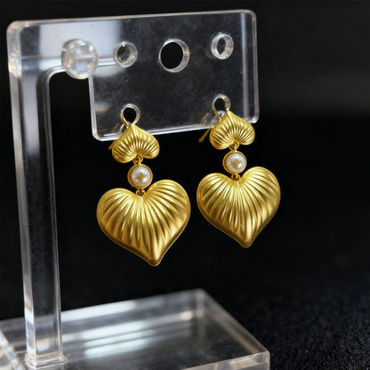 Heart Drop Earrings-9602
