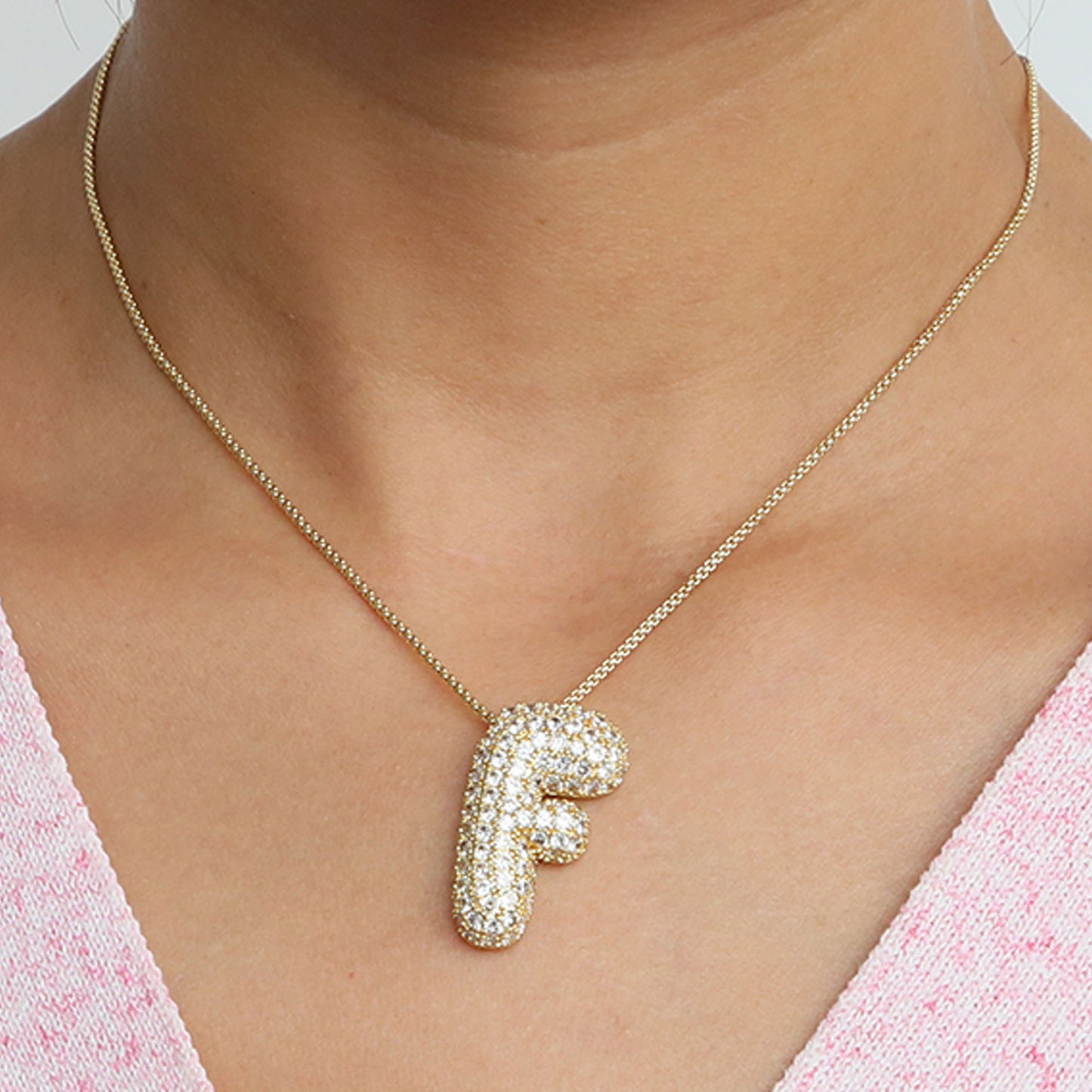Bubble Initial Diamond Necklace