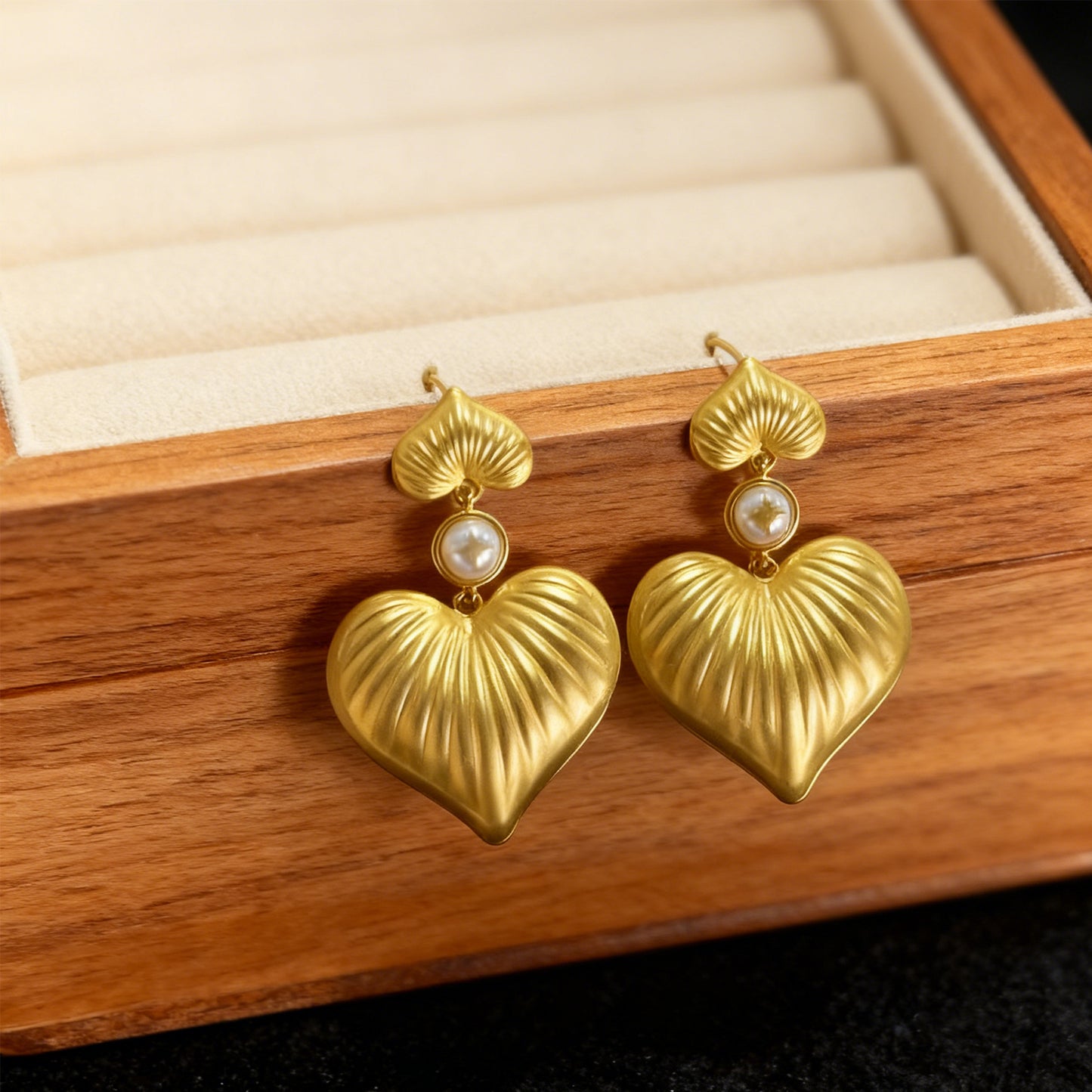 Heart Drop Earrings-9602